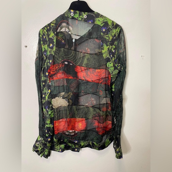 Givenchy Jacket Black Paneled Floral Print Silk Chiffon Size 38 - Picture 2 of 11